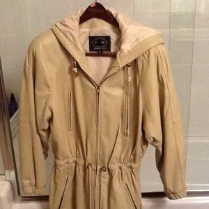 Tannery West Ladies Hooded Leather Jacket Cream Color